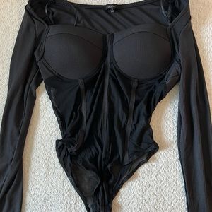 black small mesh bodysuit.